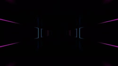 Cyan And Pink Neon Area With Rotating Rectangles Background Vj Loop In 4K