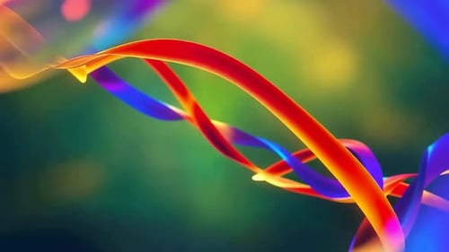 Abstrakter, lebendiger Bewegungshintergrund mit fließenden 3D-Bändern