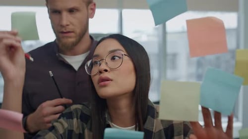 Eyeglasses Creator Writing Sticker Wall at Office Close Up