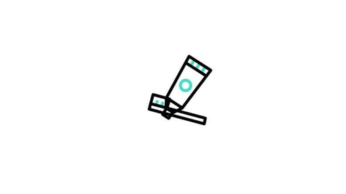 Animated Flat Design Icon of Toothbrush and Toothpaste