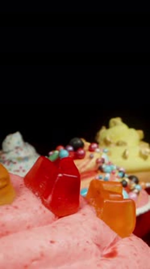 Colorful Cupcakes with Candy Toppings