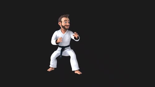 Lustiger 3D-Cartoon-Karateka (mit Alphakanal)