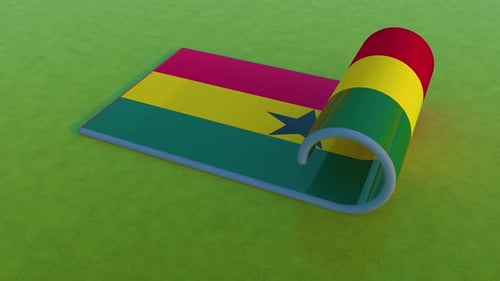 Ghana Flag Rolling Out Animation