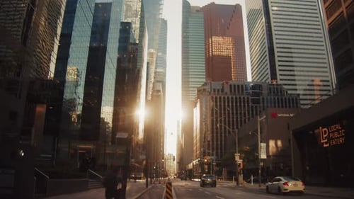 Toronto Cityscape at Sunrise with Busy Streets Canada