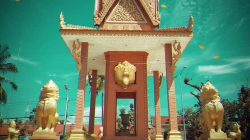 Santuario budista con un león CG