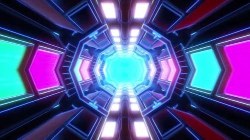 Futuristic Neon Tunnel Loop Background