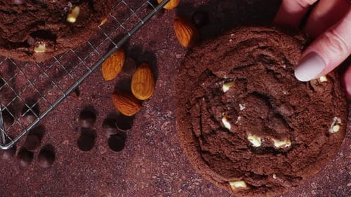 Chocolate Cookie Display with Almonds and Chocolate Chips
