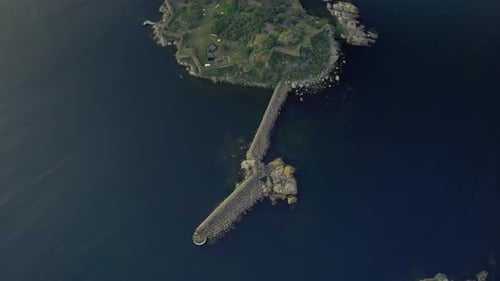 Aerial view of karlshamn castle and pier, Sweden.