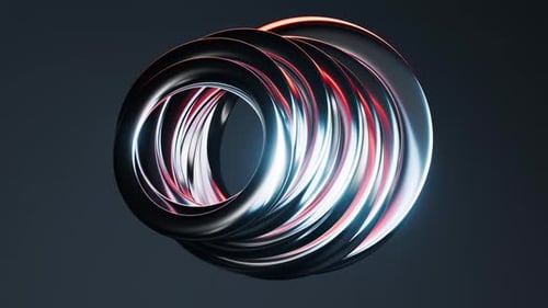 Abstract Rotating Metallic Rings Loop Animation