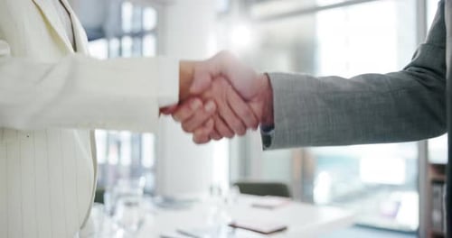 Business Deal With Handshake in Bright Office