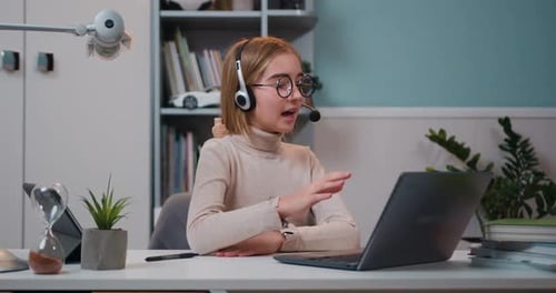Child Attends Online Class With Laptop And Headset