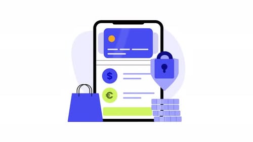 Mobile Shopping and Secure Payment Flat Design Animation
