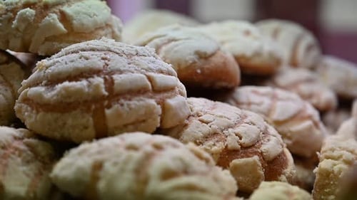 Pile of Delicious Concha Sweet Bread Pastries