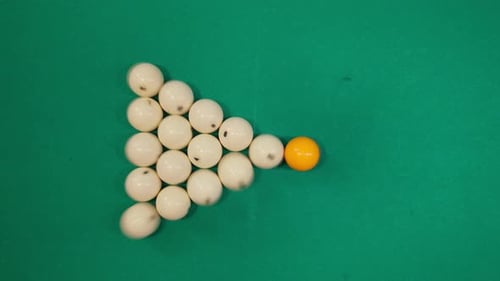 Breaking Pool Balls Apart Overhead on Green Felt