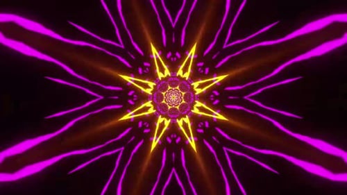 Túnel de néon vibrante com padrões geométricos pulsantes