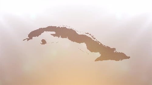 Animated Pixelated Map of Cuba Reveal with Glowing Grid
