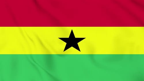 Ghana National Flag Waving Animation Loop