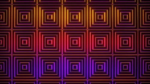 Red And Orange And Purple Abstract Neon Glowing Square Type Patterns Background Vj Loop In 4K