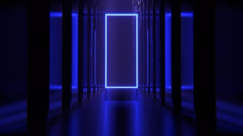 Blue Neon Alien Endless Corridor Background Vj Loop I 4K