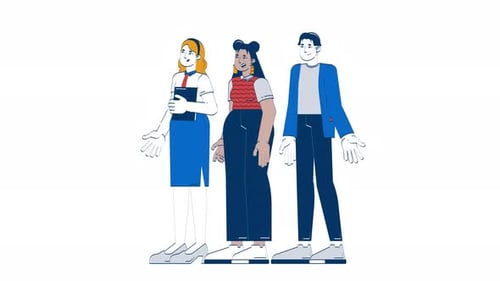 Animated Flat Design Business People Waving Illustration
