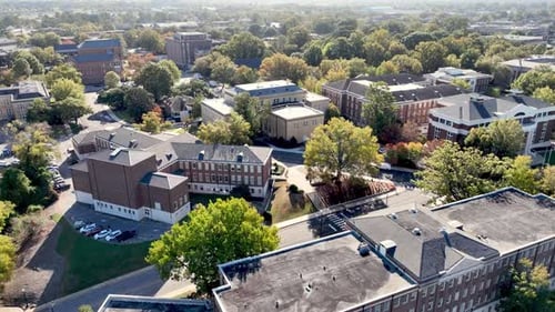 University of Alabama Campus aerial push in