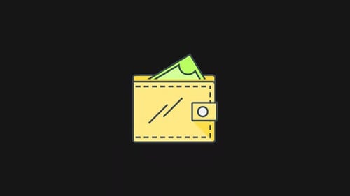 Animated Financial Wallet Icon with Money