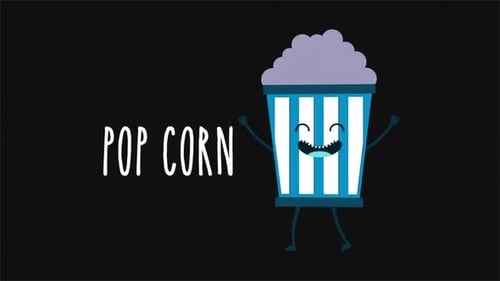 Animated Popcorn Character with Playful Text Reveal