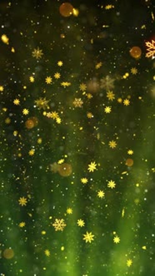 Seamless Golden Snowflakes and Bokeh Falling Loop