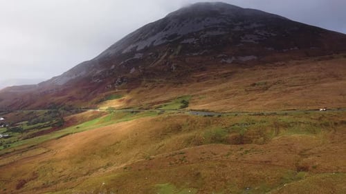 Drone footage of rolling hills in Donegal, Ireland.