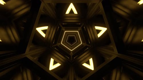 Purple And Yellow Mirrored Pentagonal Tunnel Background Vj Loop In 4K