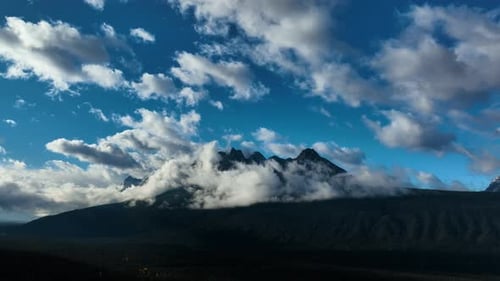Drone view of the Rocky Mountains. Banff National Park, Alberta, Canada.
