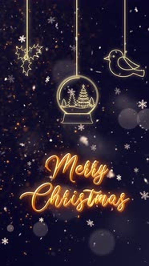 Glowing Merry Christmas Message with Festive Snowflakes Vertical Animation