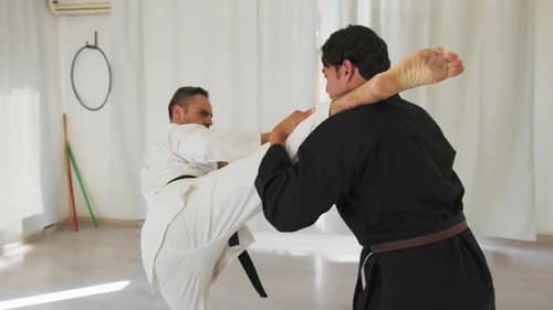 Teacher Does Karate School With Student And Teaches Him To Hit Kicks