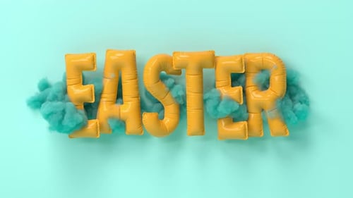 Inflatable 3D Easter Text Animation with Smoke