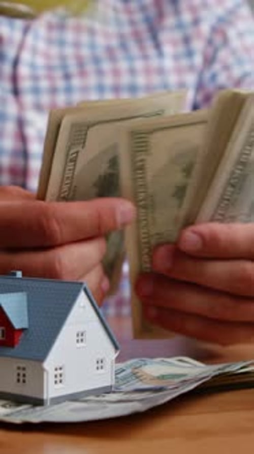 Man Counts Dollar Bills Close Up Vertical Video Cash Payment Finance Concept