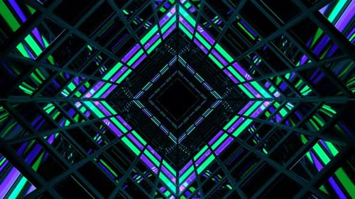 Purple And Turquoise Screen Square Light Tunnel Background Vj Loop In 4K