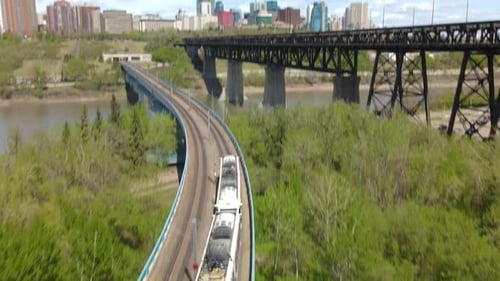 LRT toward High Level Bridge in Edmonton.