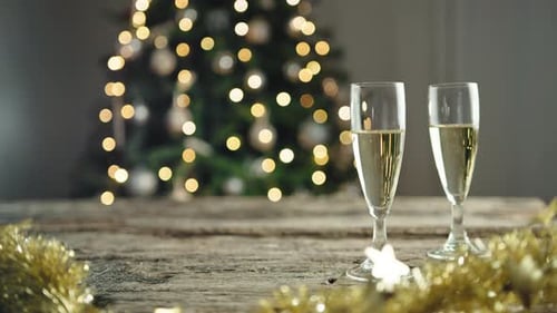 Elegant Champagne Flutes Christmas Tree Holiday Celebration