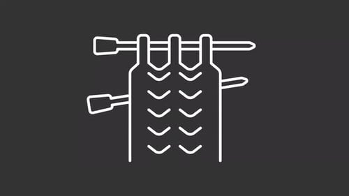 Animated Knitting Needles and Yarn Line Art Icon