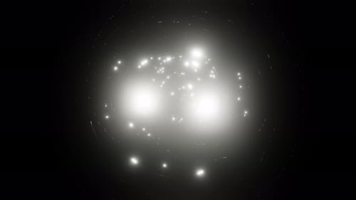 White spiral shimmering particles sparkle to the rhythm VJ loop overlay 3d render. Rotating