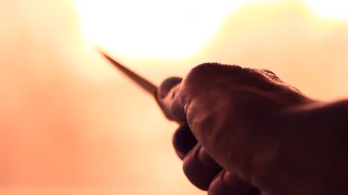 Aggressive Person Holding Dangerous Knife