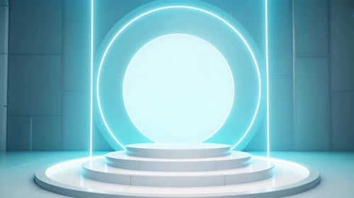 Futuristic Neon Podium Stage Display Background