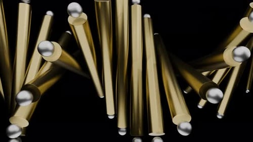 Gold and Silver 3D Cones Rotating Abstract Loop