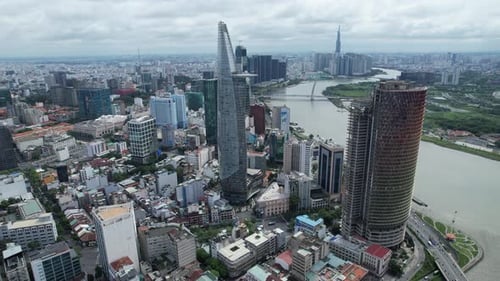 Aerial View of Ho Chi Minh City or Saigon in Vietnam