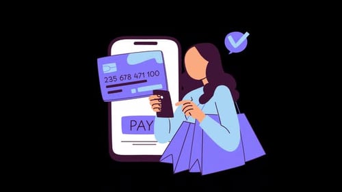 Animated Flat Design Illustration of Mobile Payment Transaction