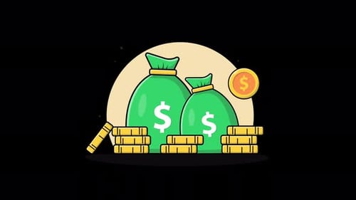 Animated Money Bags and Gold Coins Illustration