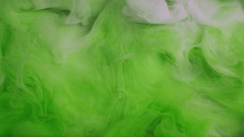 Swirling Green and White Abstract Plumes