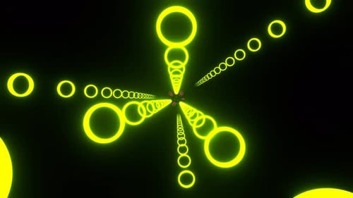 Light Green And Pink Infinite Abstraction With Neon Rings Background Vj Loop In 4K