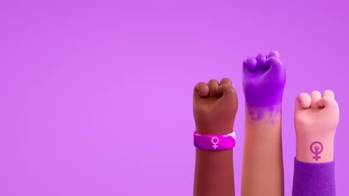 Animated 3D Fists for Women's Rights and Diversity