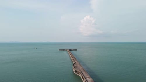 Aerial View of a Pier on the Ocean